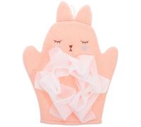 SECFOU Moufles de Toilette pour Bébé Fille en Polyester Rose, Doux Peau Délicate, Forme Lapin, Facile à Transporter Bain Bain