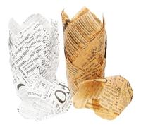 SECFOU Moules à Cupcakes Tulipe Jetables 100 Pcs - Caissettes en Papier Sulfurisé Résistant à L’huile, 50 Kraft 50 Blanc, pour Cuisson Muffins, Pâtisserie et Fêtes, Usage Style Aléatoire