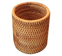 SECFOU Panier de Rangement en Rotin Fait Main pour Service à Thé et Porte-crayons, Finition Soignée, Texture Agréable, Design Cylindrique Chic pour Dîner Chez Soi ou Bureau