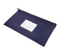 SECFOU Paquet à Billets en Cuir PU Bleu Marine Fenêtre Porte-Cartes Fermeture Éclair Robuste Petit Paquet D’Argenté Polyvalent pour Espèces et Reçus Pochette de Dépôt Bancaire