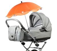SECFOU Parapluie Amovible pour Poussette Bébé, Protection UV Upf 50, Pince Réglable, Parasol de Chaise Orange, Compatible Poussette Tout-petit, Protection Solaire Extérieure