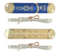 SECFOU Parchemin, Décoration Religieuse pour Porte D'entrée 2 Ensembles de Mezouza en Alliage de Zinc Bénédiction Mezouza pour Fêtes Juives et Présents Religieux