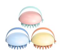 SECFOU Peigne de Massage Cuir Chevelu Tpr 3 Pièces Jaune Bleu Rose, Brosse à Cheveux pour Spa Tête, Peigne Exfoliant Doux et Nettoyant, Usage Humide et Sec pour Soins Capillaires