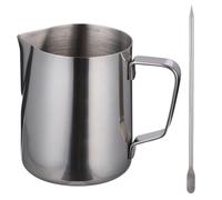 SECFOU Pichet et Stylo Latte Art 350ml à Mousser le Lait en Acier Inoxydable avec Tasse à Mesurer Précise et Fêtes pour Maison