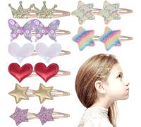 SECFOU Pinces à Cheveux Accessoires Mignons et Résistants pour Petites Filles Lot de 8 Paires en Cuir Synthétique et Alliage Ne Cassant Pas Cheveux, pour Tout-petits