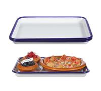 SECFOU Plaques de en Émail Blanc Rectangulaires Lot de 2 Résistantes à L’usure la Déformation pour Fourneau et Cuisine Polyvalents Fourneau et Cuisine Polyvalents