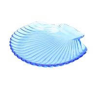 SECFOU Plateau à Bijoux en Verre Bleu Scallop Élégant, Facile à Nettoyer, pour Rangement et Décoration Lors de Repas Quotidiens ou Toutes Occasions