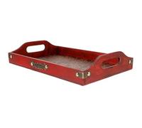 SECFOU Plateau Carré en Bois pour Service Plateau à Fruits en Bois Multifonction Style Vintage pour Thé et Apéritifs Usage Domestique et Restauration