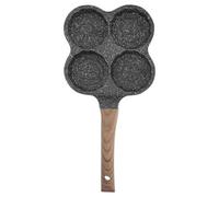 SECFOU Poêle à Œufs Antiadhésive pour Cuisson Maison Poignée en Bois, Matériau Synthétique Résistant à L'usure, Design à Rainures et Bords Lisses pour Omelettes et Hamburgers