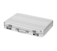 SECFOU Porte-cartes en Alliage D'aluminium Argenté Design Mini Mallette, Organisateur de Cartes de Visite Pratique pour Conférences et Vie Professionnelle