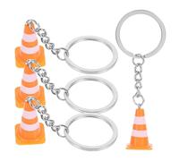 SECFOU Porte-clés en ABS et alliage de zinc Mini cônes de signalisation orange 4 pièces Accessoire kawaii pour femmes Décoratif et résistant