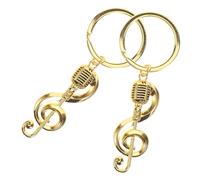 SECFOU Porte-clés en Alliage Créatif 2 Pcs Note de Musique et Microphone Dorés, Design Réaliste et Compact, comme Présent pour Amateurs de Musique