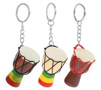 SECFOU Porte-clés Tambour Chamanique en Bois et Peau de Mouton, Pendentif Africain Décoratif Pratique et Souvenir de Voyage Unique Plusieurs styles