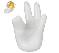 SECFOU Présentoir Main en Céramique Blanc Lisse, Porte-Bijoux Décoratif et Accessoire Photographie pour Bagues et Bracelets, Support Main Unique pour Décoration Intérieure et Studio