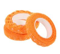 SECFOU Ruban Adhésif Décoratif 3 Rouleaux en Dentelle de Coton Orange Autocollant Léger Confortable pour Bricolage et Scrapbook
