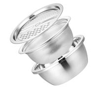 SECFOU Set de 3 Pièces Bassine Multifonction en Acier Inoxydable Râpe et Panier Égouttoir pour Légumes, Grosse Capacité, Facile à Nettoyer, Cuisine Pratique