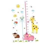 SECFOU Sticker Mural De Mesure De Croissance Élégant Avec Éléphant Arrosant Décalque Adhésif Pvc Pour Chambre Garçon Fille École Maternelle Et Décoration De Salle De Jeux
