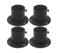 SECFOU Supports de Tringle à Rideau de en Acier Inoxydable Noir 4pcs, Douille de Tige 25 mm, Base de Fixation pour Penderie et Séchage de Vêtements, Installation Facile