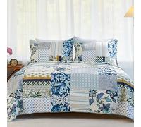 Secgo Parure de lit pour très Grand lit - Couvre-lit 100% Coton avec 2 taies d'oreiller - Literie légère réversible réversible pour très Grand lit - Vert Sauge (248 x 279 cm)