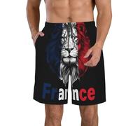 Séchage Rapide Pantalon De Loisir Lion Drôle De Drapeau De La France Exercice Shorts Classique Hommes Short pour Sport, Beach, Plage XL