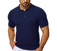 Séchage Rapide Respirant Polos T-Shirt à Manches Courtes Rayé à Tricoté pour Hommes, Hauts Tricotés à La Printemps Et été Chemise D'Ete Hommes Tee Shirt Basket Homme T-Shirt De Protection Solaire