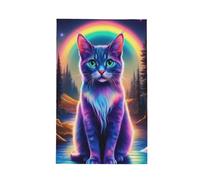 Séchage Rapide Serviette De Plage, Chat Rainbow Serviettes De Bain Absorbante Serviette De Voyage pour Voyages Natation Spa 80X130Cm