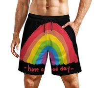 Séchage Rapide Short De Bain Imprimé Rainbow du Bonheur Shorts De Surf Homme Confortable Shorts De Plage pour Loisir Vacance Plage XXL