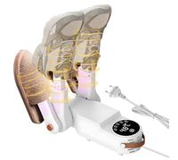 Seche Chaussure Electrique, Sèche-Chaussures Pliable avec Minuterie et Antibactérienne, Sèche-Gants de Boxe, 4 Supports, Sèche Bottes pour Chapeaux, Chaussettes, Chaussures de Ski, Séchage Rapide