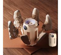 Sèche-chaussures Portable, Sèche-gants à 6 Bras Et Chauffe-bottes Pour Bottes D'hiver, 3 Réglages De Minuterie 3/6/9 H, Circulation D'air Chaud à 360°, écran Tactile Numérique, Pour Gants, Bask beige