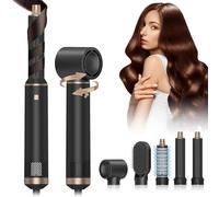 Seche Cheveux 5 en 1 Air Brush,Air Styler Brosse Soufflante,Hair Styler Sèche-cheveux Ionique Pour Cheveux Bouclés et Lissés, Brosse à Air Chaud Multifonction, 5 Têtes Interchangeables