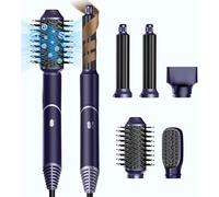 Sèche Cheveux 5 en 1 Air Brush Ionique Brosse Soufflante Airstyler 5 en 1 avec Brosse Chauffante Brushing Boucleur a Cheveux Appareils et Outils de Coiffure Coffret Cadeau Femme, Bleu/Argent