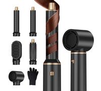 Sèche-cheveux 5 en 1, sèche-cheveux ionique, sèche-cheveux multifonctionnel, brosse à air chaud professionnelle, fer à friser automatique, lisseur pour coiffer, volumiser, boucler et lisser les cheveu