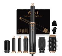 Seche Cheveux 6 en 1- UKLISS Airbrush 6 en 1 avec Sèche Cheveux, Brosse Soufflante, Airflow Boucleur a Cheveux, Brosse Chauffante Thermal Brush, Brosse Lissante pour Cheveux (Noir)