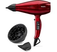 BaByliss Sèche-cheveux Pro Digital avec Diffuseur - Sèche-cheveux ultra-rapide et professionnel de 2200W, Ionique, Fabriqué en Italie, 3 températures & 4 vitesses avec Fonction Turbo, Rouge, 6001DE