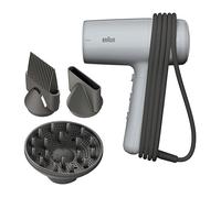 Sèche-Cheveux Braun HD2.35, Puissant avec Diffuseur, Peigne Lisseur et Concentrateur, Technologie IONTEC, Moteur 2200W avec 3 Réglages de Températures et 2 Vitesses, Finition Gris Satiné, BRHD235E