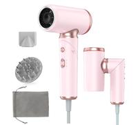 Sèche-cheveux de voyage double tension avec diffuseur pour séchage rapide, sèche-cheveux ionique haute vitesse, pliable pour l'Europe, séchoir portable avec buses magnétiques, 1300 W, 100-240 V, rose