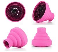 Sèche-cheveux diffuseur portable pliable de voyage avec embout pour cheveux bouclés (1 pièce, rose rouge).