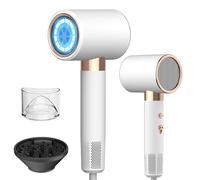 Sèche-cheveux Ionique Professionnel 2400W Moteur AC, 3 Températures & 2 Vitesses, Bouton Air Chaud/Froid, Diffuseur Universel Inclus, 300M Ions Négatifs pour Salon, Maison, Bouclés (Blanc)
