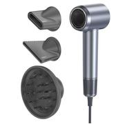 Sèche-cheveux Laifen SWIFT à haute vitesse - Séchage rapide - avec 3 buses - 1.8m - Argent