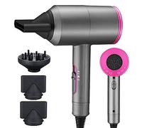 Seche Cheveux Lonique, Euakee Professionnel 2000W Séchage Rapide, Chaud et Froid Hair Dryer Puissant 3 Vitesses 2 Températures 1 Diffuseur 2 Concentrateur Thermo Protect pour Famille Voyage (Gris)