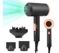 Seche Cheveux Lonique, Euakee Professionnel 2000W Séchage Rapide, Chaud et Froid Hair Dryer Puissant 3 Vitesses 2 Températures 1 Diffuseur 2 Concentrateur Thermo Protect pour Famille Voyage (Or)