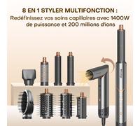Sèche-cheveux Multi-Fonctions 8-en-1 Uniorange M8, 1400W Puissance & 200 M d'Ions, Moteur Haute Vitesse 110 000 tr/min, Sèche 4x Plus Vite, Set d'Accessoires Complet Inclus