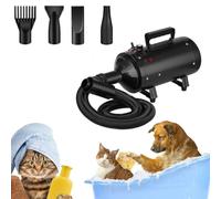Sèche-Cheveux pour Animaux 2800W Séchoir pulseur Professionnel pour Chien Séchoir Animaux pulseur avec 4 Buses e Tuyau élastique, Température: 35°c et 65°c, 2 vitesse