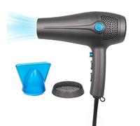 Sèche-cheveux professionnel 2000 W, câble rétractable sur simple pression d'un bouton, 3 niveaux de température/puissance avec 2 vitesses de ventilation, buse rotative à 360° (amovible)