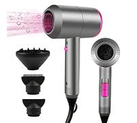 Seche cheveux Professionnel Ionique Hair Dryer 1 diffuseur 2 buses de coiffage 3 chauffages séchoir cheveux nocturne thermo protect pour la famille et les salons de coiffure (Gris)