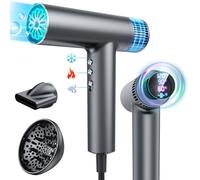 Seche Cheveux, Sèche Cheveux professionnel 3 en 1, Moteur sans balais, 300 millions D'ions négatifs sèche cheveux, écran LED, 4 températures, 3 vitesses de vent, avec diffuseur et buse de coiffage