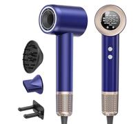 Seche Cheveux, Sèche Cheveux Professionnel Avec Moteur Haute Vitesse 160000 TR/Min, Flux 65 m/s, 300 Millions Ionique Négatifs, 59 dB à Faible Bruit Pour Maison et Voyages, Bleu