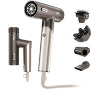Shark sèche-Cheveux SpeedStyle Pro Flex Ultra-performant et Ultra-Rapide, 4 Embouts de coiffage, léger, ionique, sans dommage Thermique, poignée Pliable, Tous Types de Cheveux, Moka Argent HD542EU