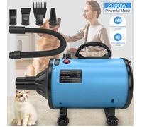 Sèche-chien professionnel 2000W, ventilateur de soins pour animaux de compagnie à haute vitesse avec 4 buses peigne