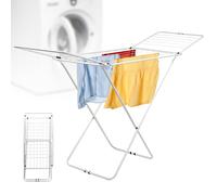 KADAX Séchoir à linge avec ailes, longueur de séchage 18 m/23 m, étendoir à flux d'air en acier revêtu par pulvérisation, séchoir pliable (blanc/2 ailes)